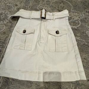 Ted Baker sz 1 (US XS) Creme A-line Mini Skirt w/ pocket Accents & Tortoise Belt